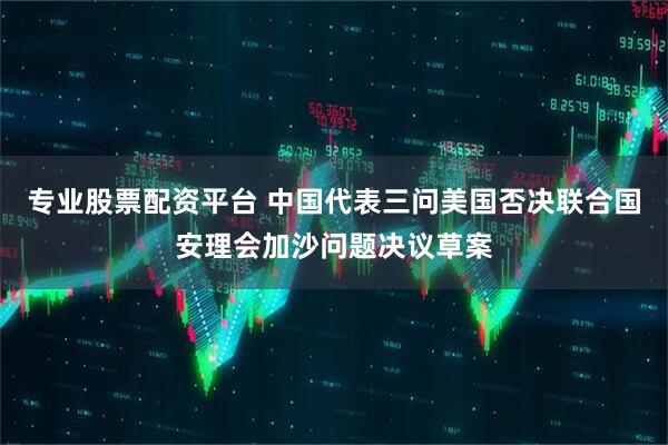 专业股票配资平台 中国代表三问美国否决联合国安理会加沙问题决议草案